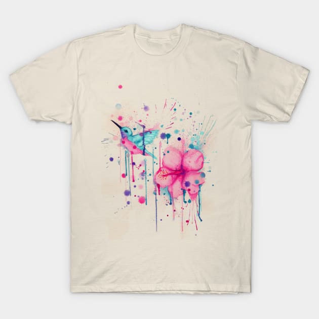 Hibiscus Hummingbird T-Shirt by LVBart